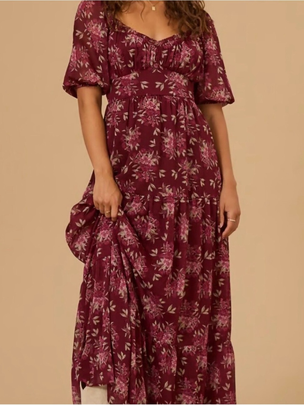 Arula Burgundy Floral Maxi Dress